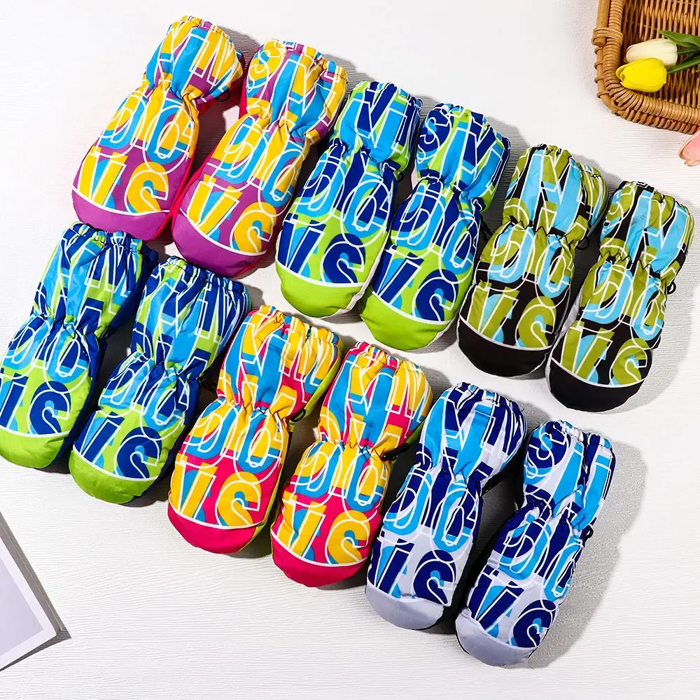 

Ветрозащитные нескользящие спортивные варежки с мультяшным рисунком, Детские лыжные перчатки, водонепроницаемые плотные теплые