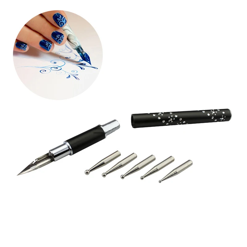 Дизайн ногтей цветок линия кончик точечная ручка с 5 точками дрель акриловый
