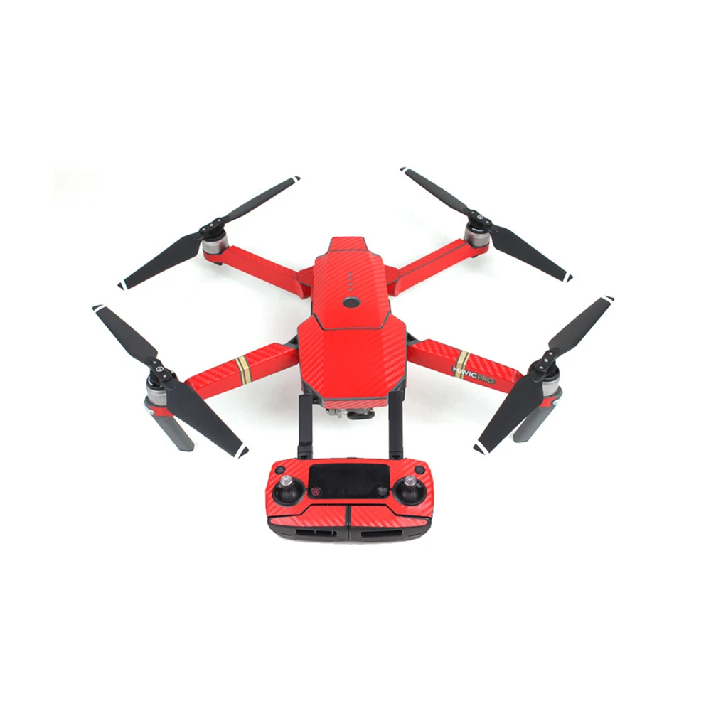 Красный Горячая водонепроницаемые Углеродные графические Стикеры для DJI Mavic Pro красочные наклейки для кожи для тела дрона/дистанционного управления/батареи/руки - Цвет: Красный