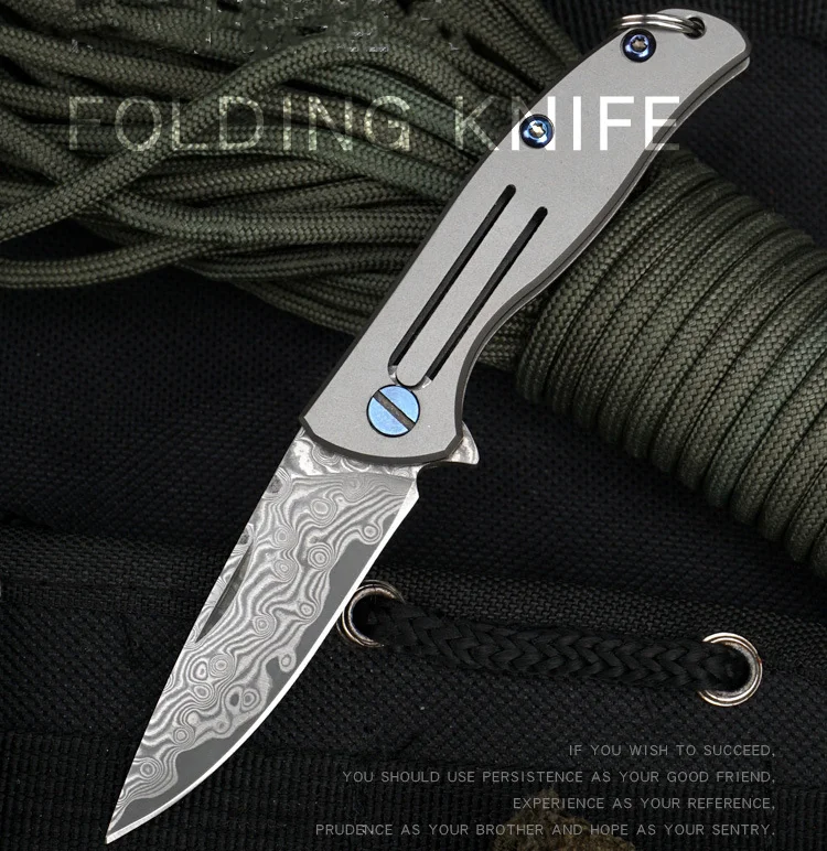 Новое поступление мини складной нож дамасский стальное лезвие TC4 Карманный