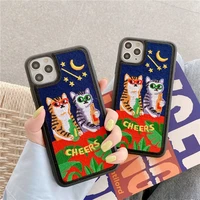 cute korea heavy embroidered cat girl phone cover case for iphone x 11 pro xs max xr 10 8 7 plus se 4 7 luxury soft coque fundas