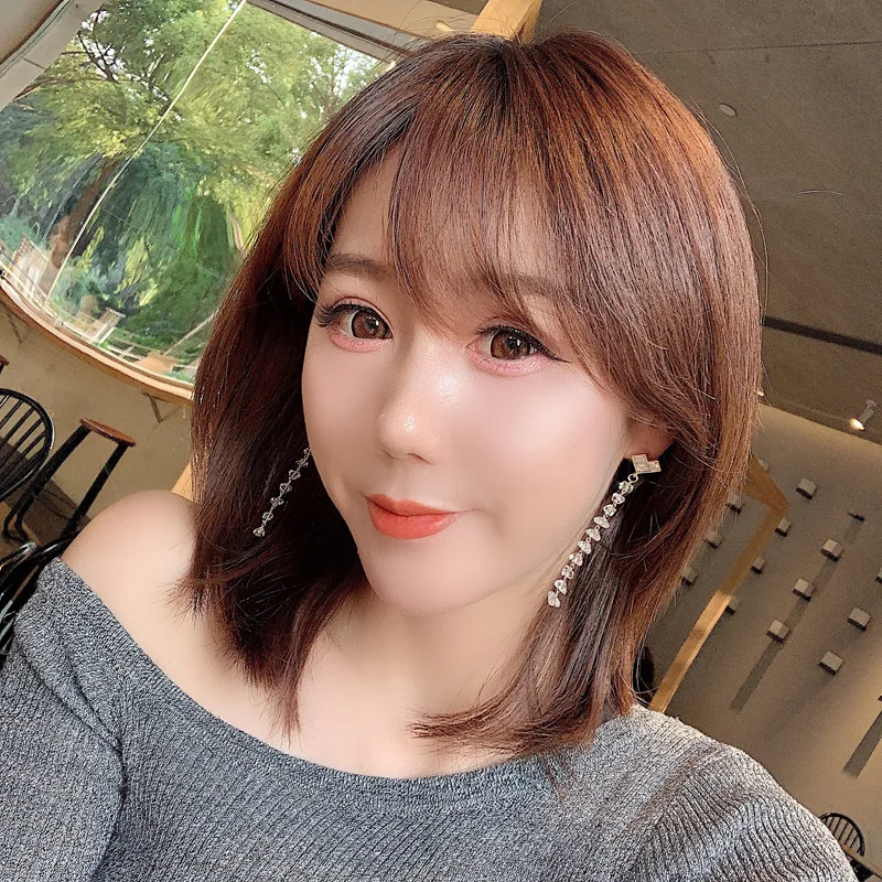 Серьги гвоздики с кристаллами удлиненная прозрачная Подвеска для пирсинга в