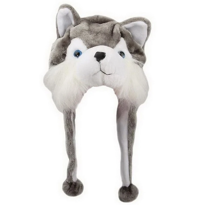 

Winter Cute Plush Animal Character Beanie Hat Pompom Funny Stuffed Earflap Cap Q0KE