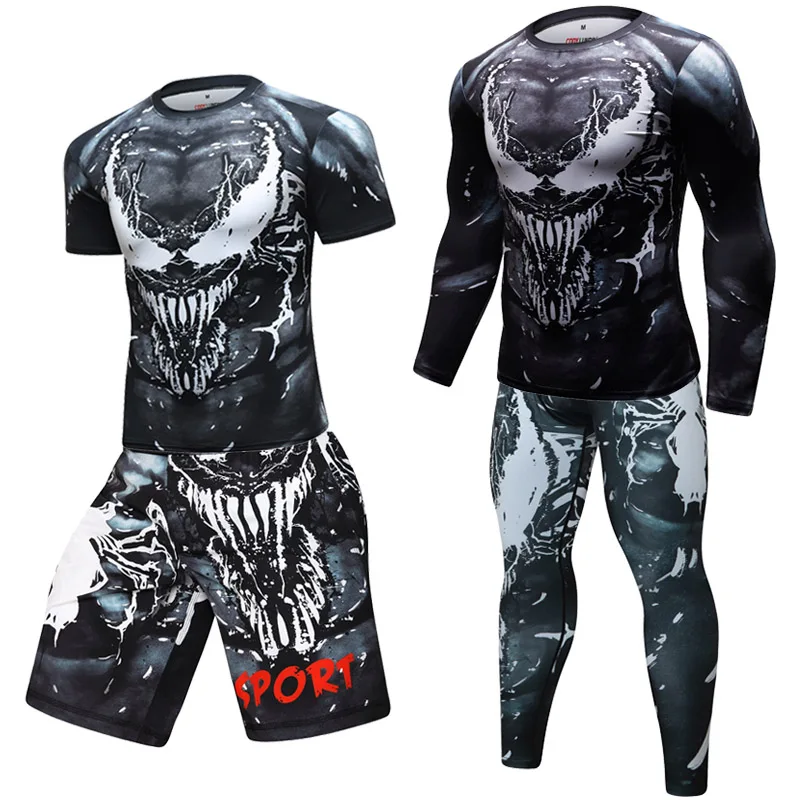 MMA BJJ Рашгард футболки + брюки Фитнес Спортивный костюм боксерские майки Муай Тай