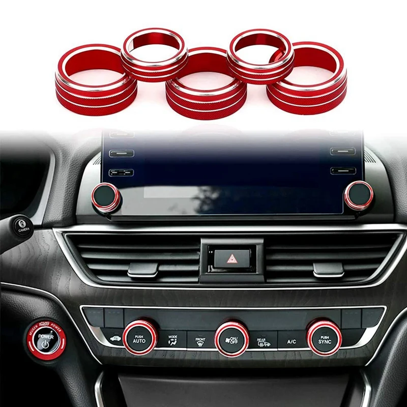 5PCS Car Centre Console Air Conditioning Volume Knob Ring Cover Trim For Honda Accord Sedan Sport EX EX-L LX 2018-2021 | Автомобили и