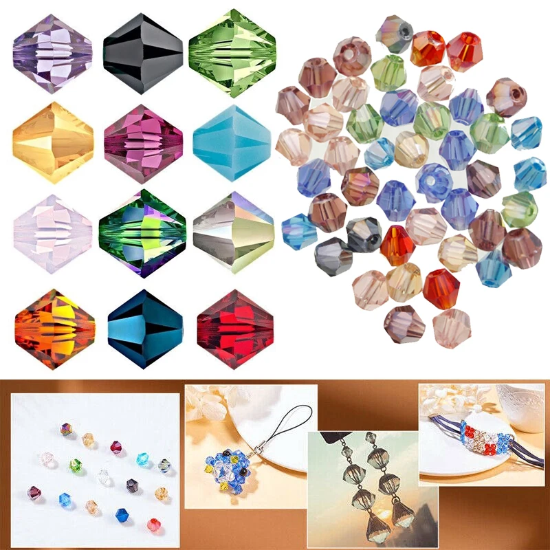 

100Pcs 4mm Bicone Faceted Crystal Glass Loose Spacer Beads Cone Crystal Bead For Earrings Bracelet DIY Jewelry Making