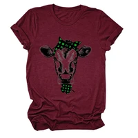 cow clover print women t shirt short sleeve o neck loose women tshirt ladies tee shirt tops clothes camisetas mujer