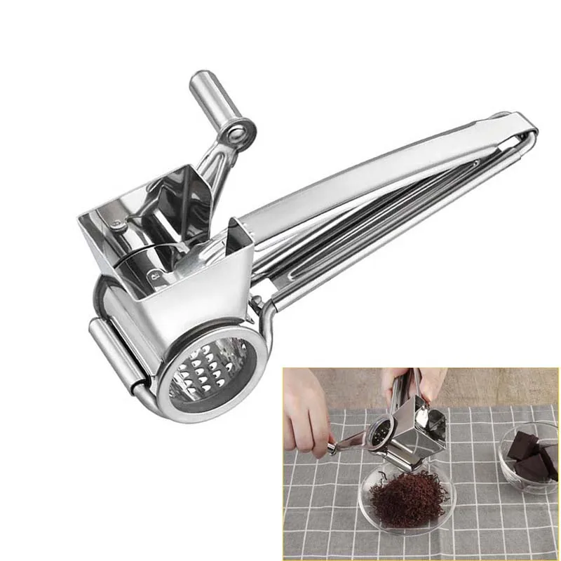 

Stainless Steel Cheese Grater Cutter Grinder Rotary Cheese Grater Planer Chocolate Shredder Home Kitchen Accessories