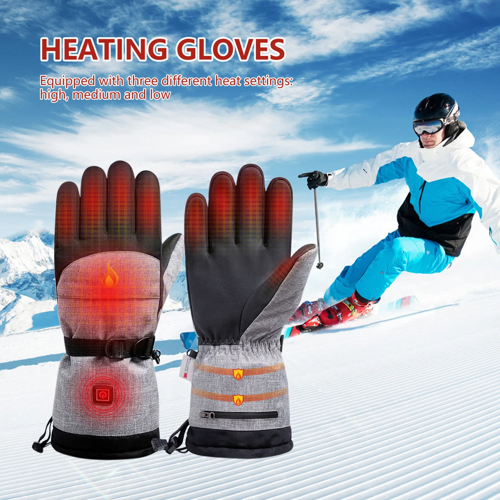 

Electric Heated Gloves Waterproof Winter Thermal Gloves 3 Heating Mode Adjustable Hot Hand Warmers Skiing Skating Cycling Tools