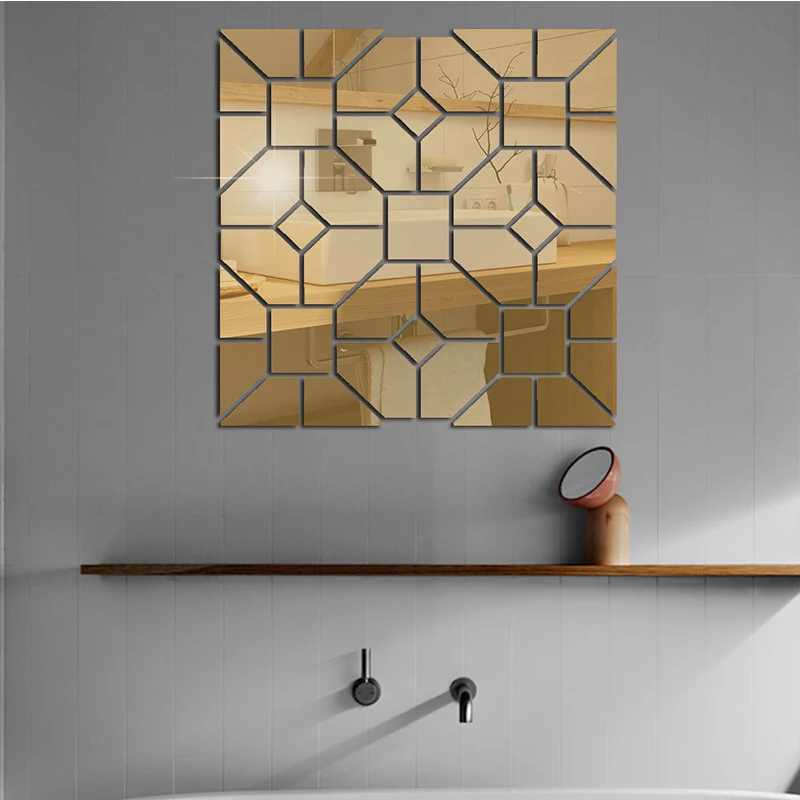 Геометрическая форма трехмерная акриловая зеркальная Настенная Наклейка для