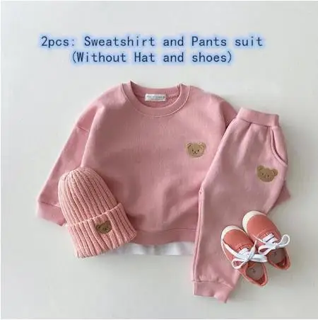 

SHENJIANGPING Boys Grils Clothes Sets Long Sleeve Cartoon Bear Boutique Outfits Baby Girl Clothing Set For Kids