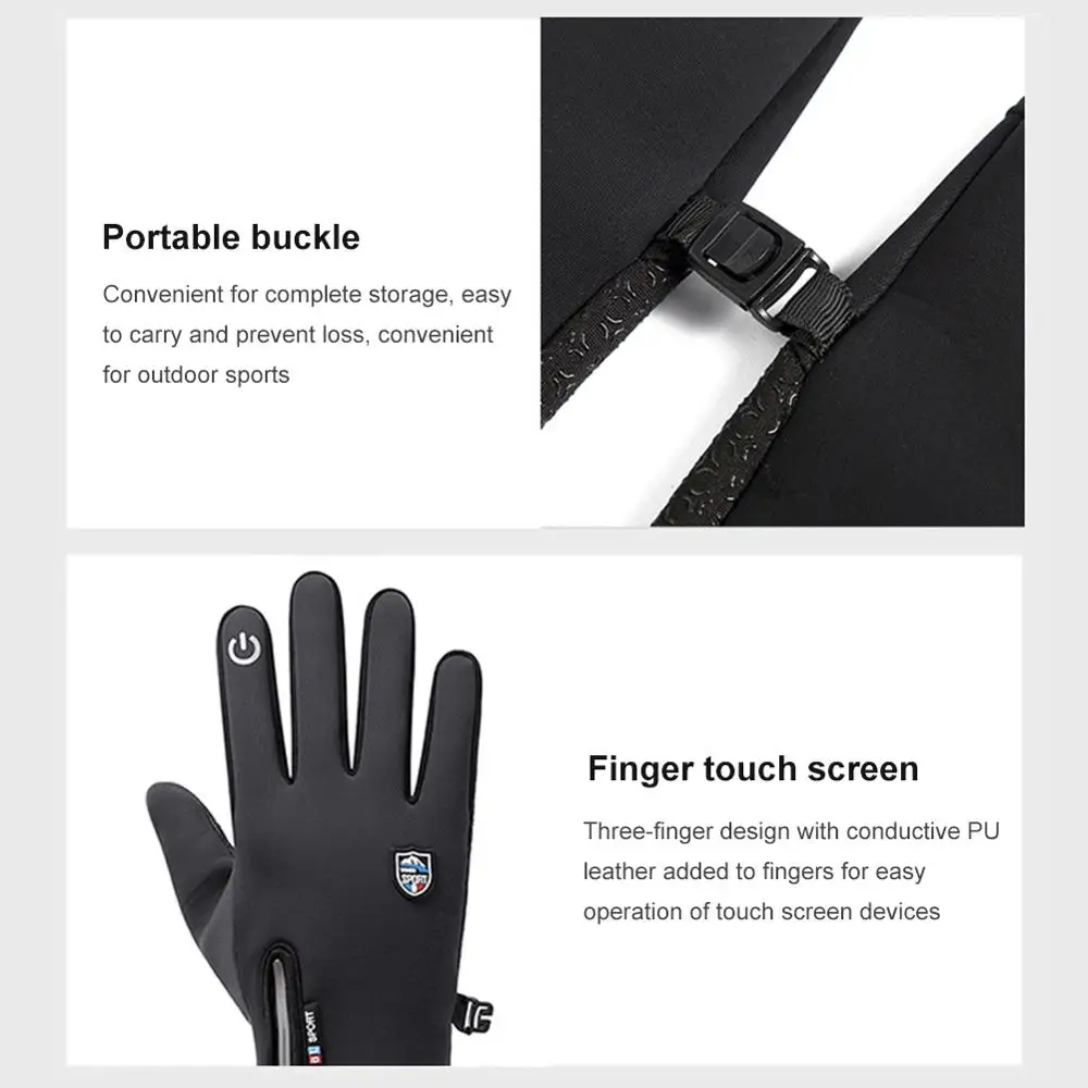 

Autumn and winter zipper outdoor sports riding gloves warm windproof waterproof gloves touch screen gloves men and women gloves