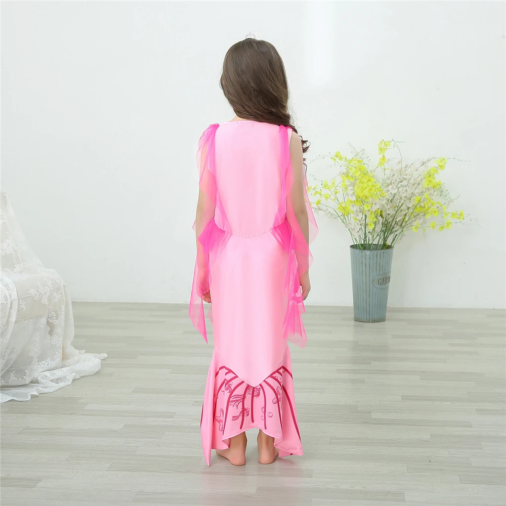 

Cute Girls Ariel Dress Halloween Carnival Little Mermaid Costume Summer Girl Tulle Pink Dresses Christmas Child Princess Costume