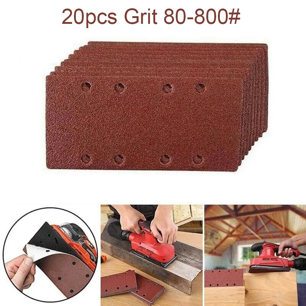

20 Pcs Sanding Sheet 20x 8 Holes 80-800 Grits 93x185mm For 1/3 Sanders
