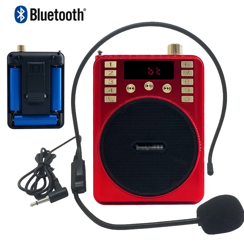 Портативный Bluetooth мегафон с 3 аккумуляторами 18650 FM радиоприемником TF USB диском mp3