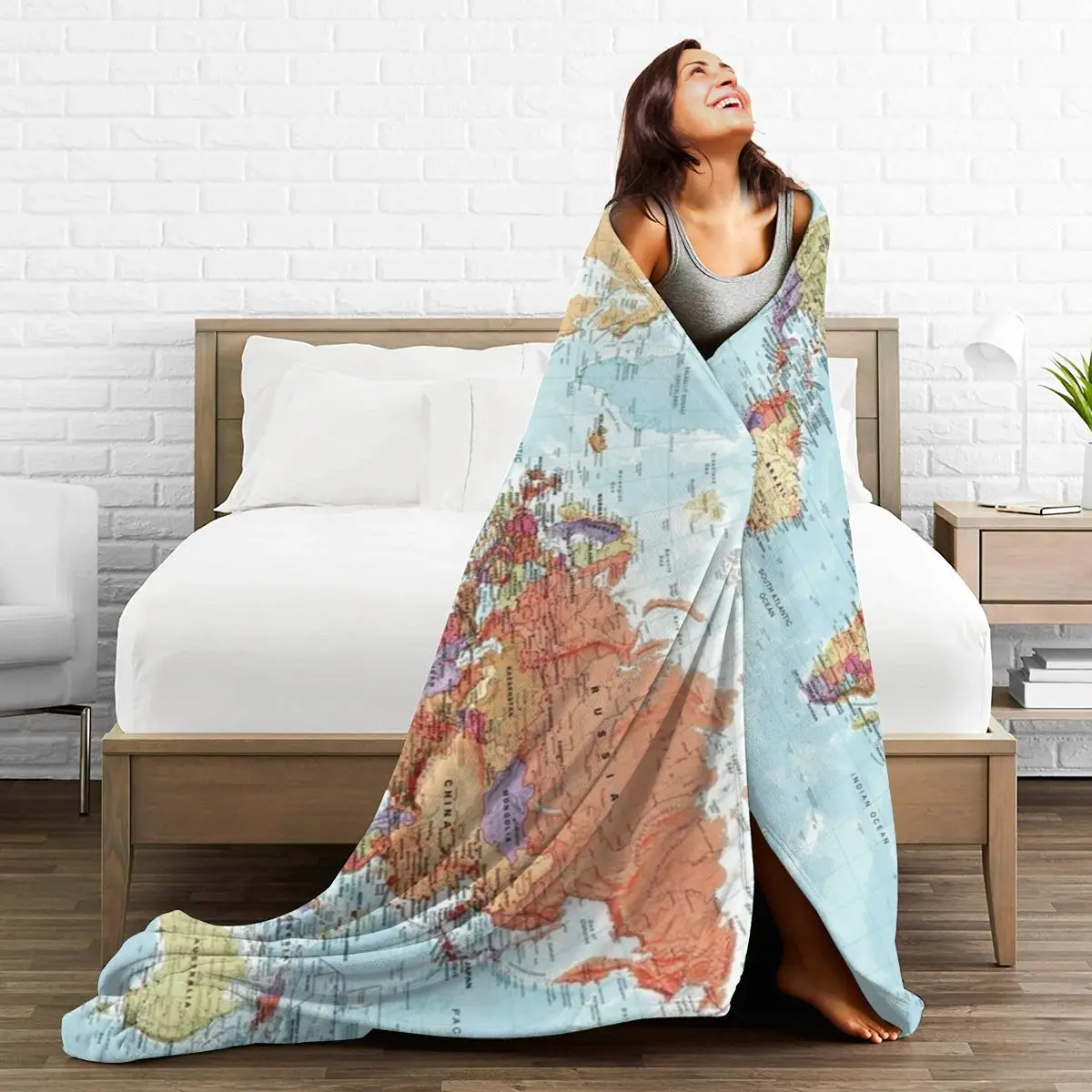 

3D Printed anime blanket flannel Family Blanket Throw Blanket on Bed Sofa Bedding plaid throw blanket The world map D02
