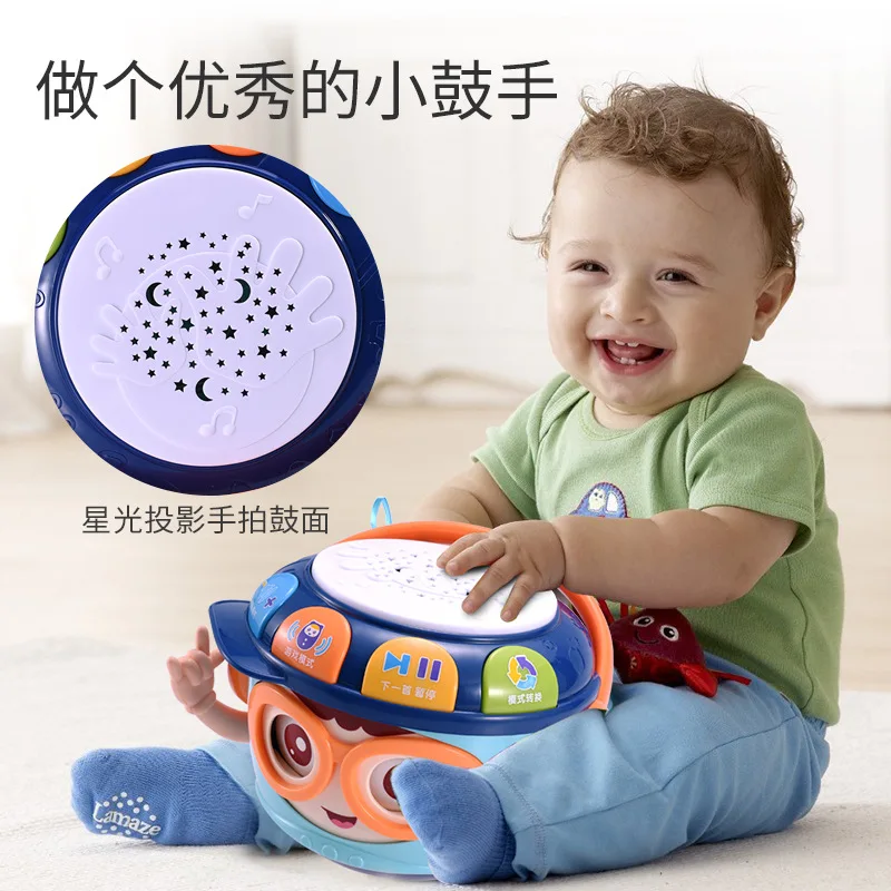 Children's toy hand drums tumbler 0-3Y multifunctional early education baby teether soft ear molars pat drum | Игрушки и хобби