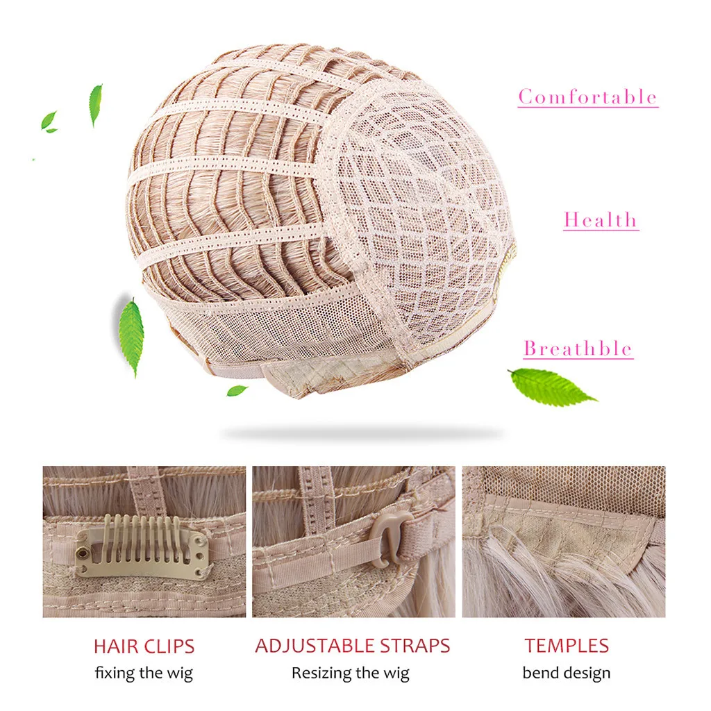 

Women Cosplay Short Straight Wigs Ombre Red Human Hair for Women Party Wig