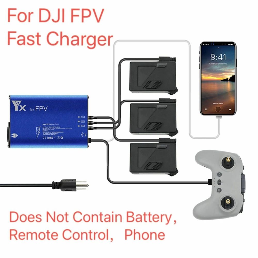

Подходит для быстрой зарядки аккумуляторов DJI FPV с переключателем для аксессуаров дрона DJI FPV