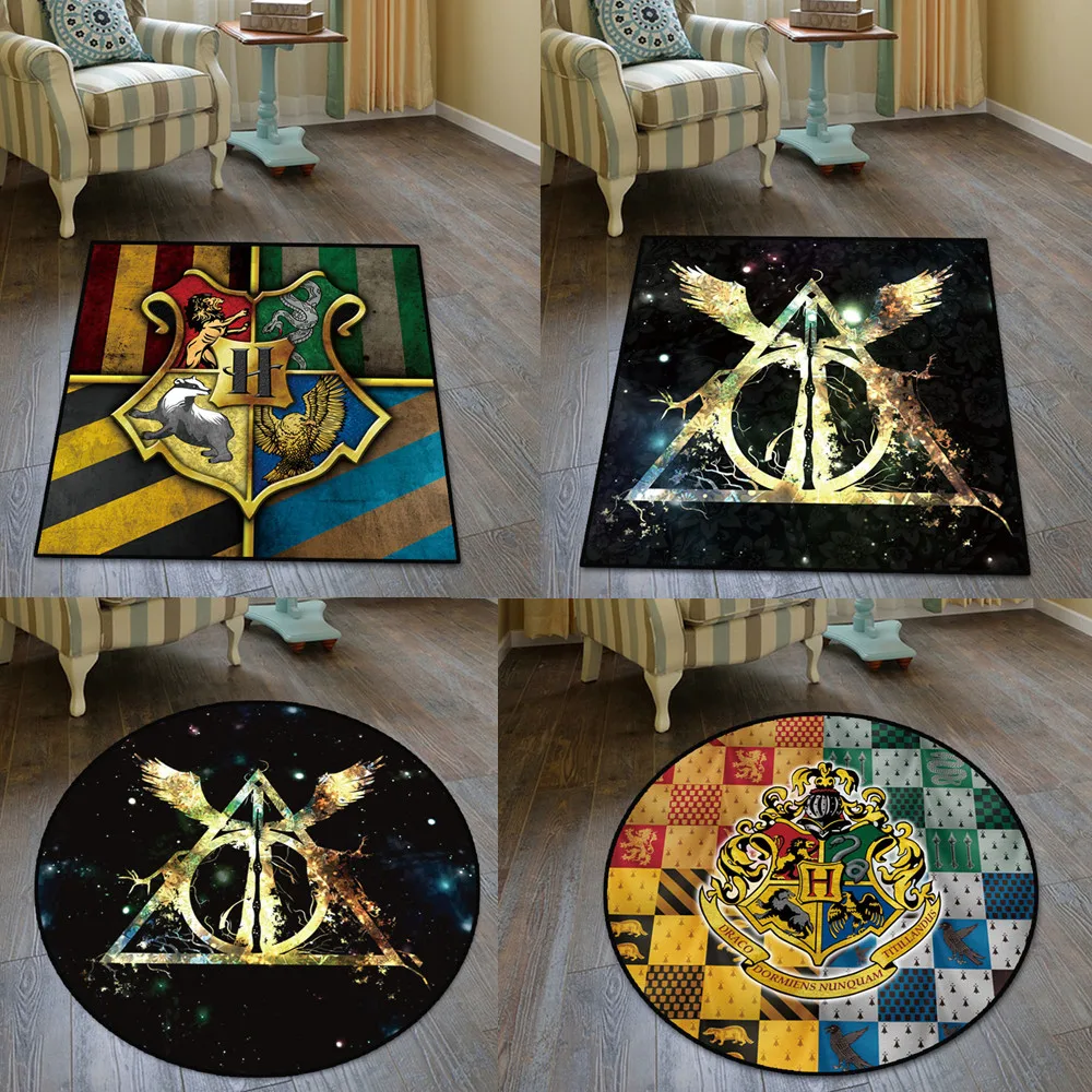 

Round Magic Key College Floor Rug Doormat Square Carpet Bedroom Kitchen Living Room Non-slip Mat Gift