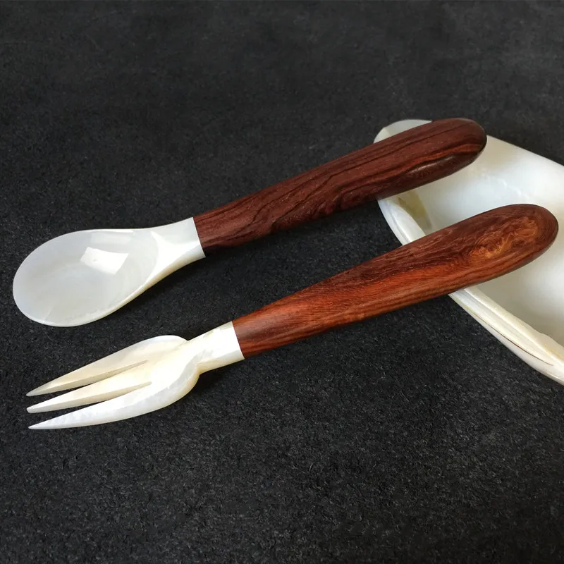 1 шт. натуральный раковины перламутровая ложка из ракушки Палисандр Набор посуды