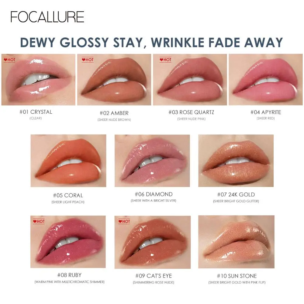 FOCALLURE PLUMPMAX Nourise блеск для губ высокий и мерцание глянцевый Макияж не липкий |