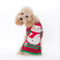 2021 hot salenew christmas pet clothes striped embroidered snowman new year dog sweater fall winter clothing puppy clothes