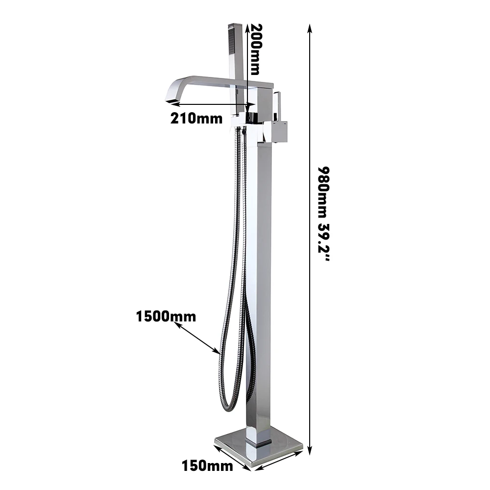 KEMAIDI ванная комната хром полированный пол стойки-смесители водопад ванна