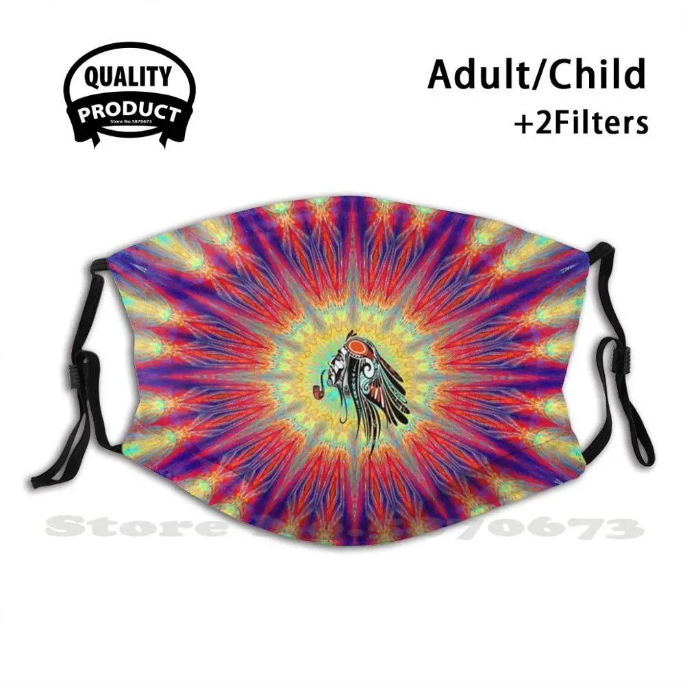 

Маска для лица, для взрослых и детей, с фильтром, с фрактальным узором