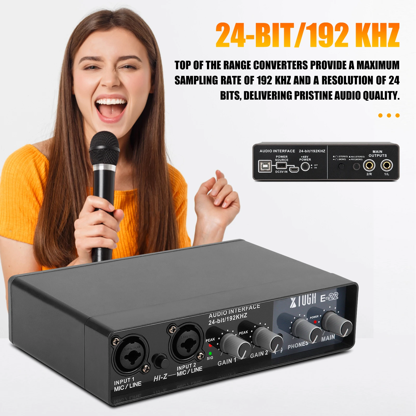 xtuga e22 audio interface soundkarte mit überwachung elektrische gitarre live aufnahme professional sound karte für studio singen free glo