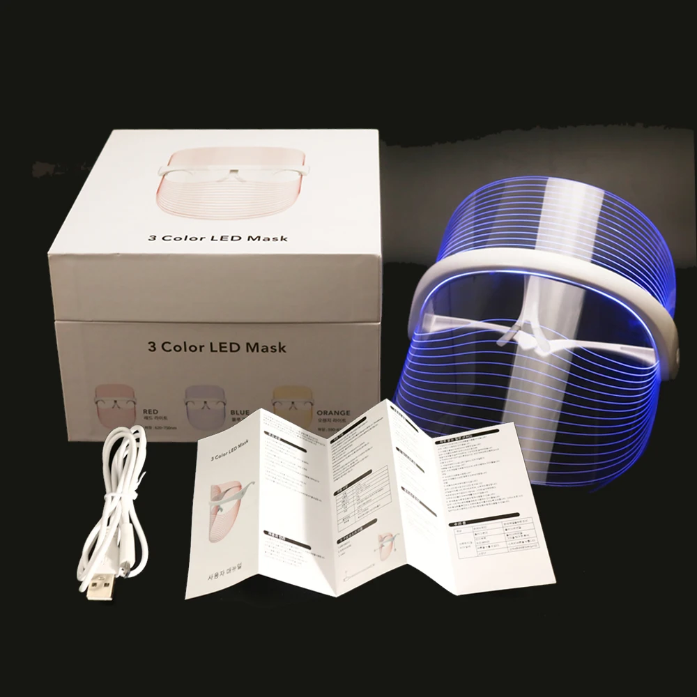 with gift box 3 цвета светодиодный светильник терапевтическая маска для лица антивозрастная против морщин Beatuy инструменты для спа для лица прибор для красоты подтяжки кожи - Цвет: with gift box