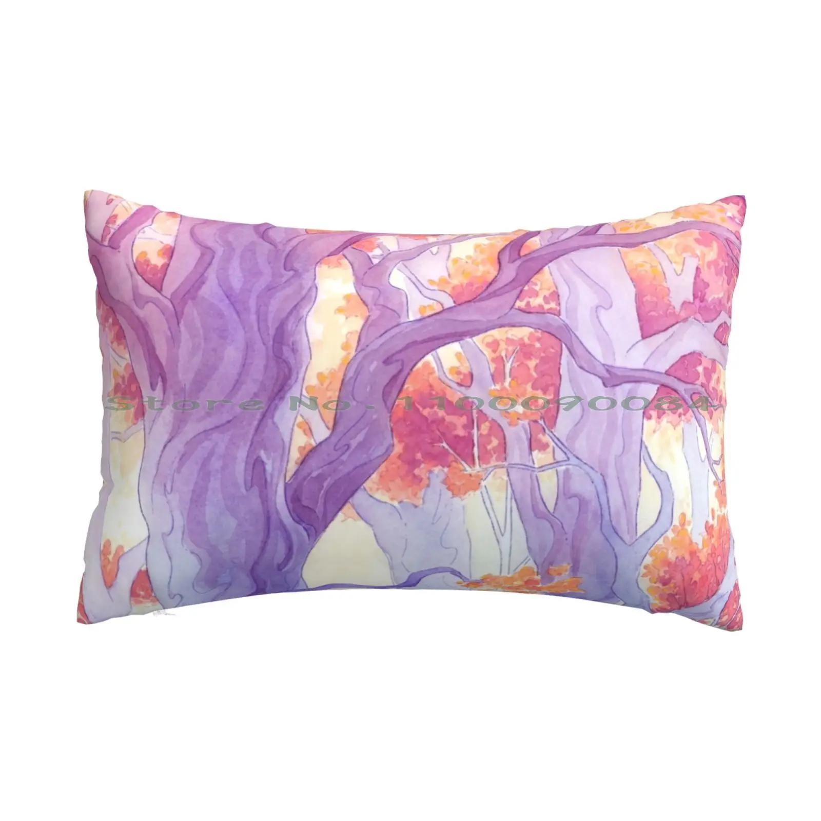 

The Long-Purple Variant Pillow Case 20x30 50*75 Sofa Bedroom Watercolor Tree Forest Colorful Whimsical Fresh Long Rectangle