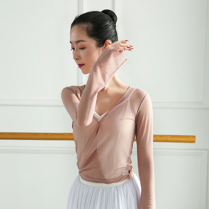 

2022 New Dance Screen Top Women's Ballet Training Dress Trumpet Dleeve Lace Up Classical Adult Dance Wear Girl's Dance Costume