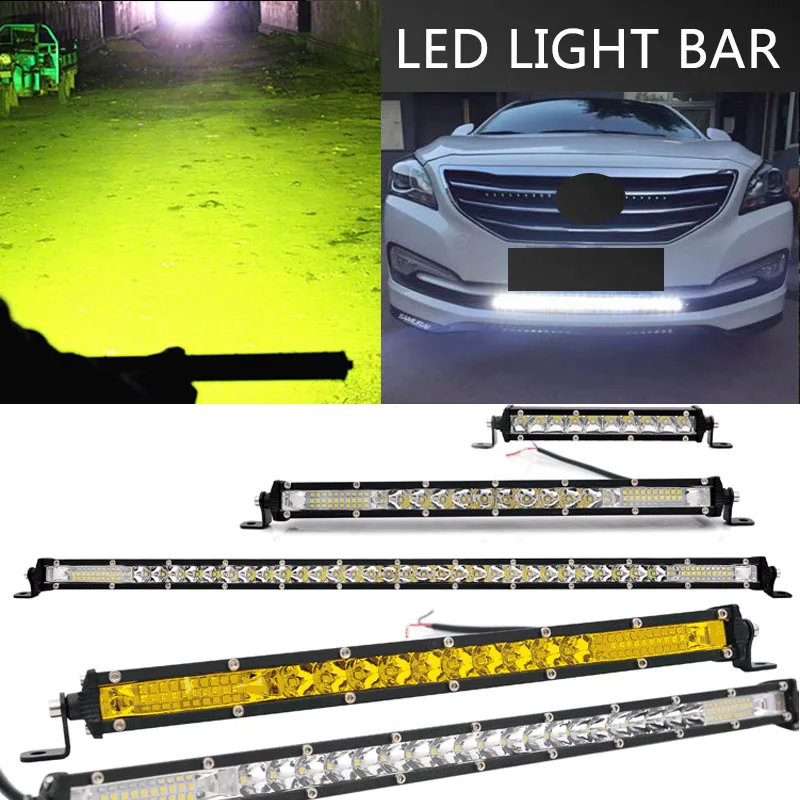 Ультра тонкий 10 20 дюймов светодиодный рабочий свет 12 в 24 В Led бар комбо точечный