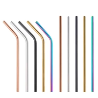 2pcsset reusable 188 stainless steel drinking straws straight curving eco friendly rainbow drinking straws 1xcleaning brush