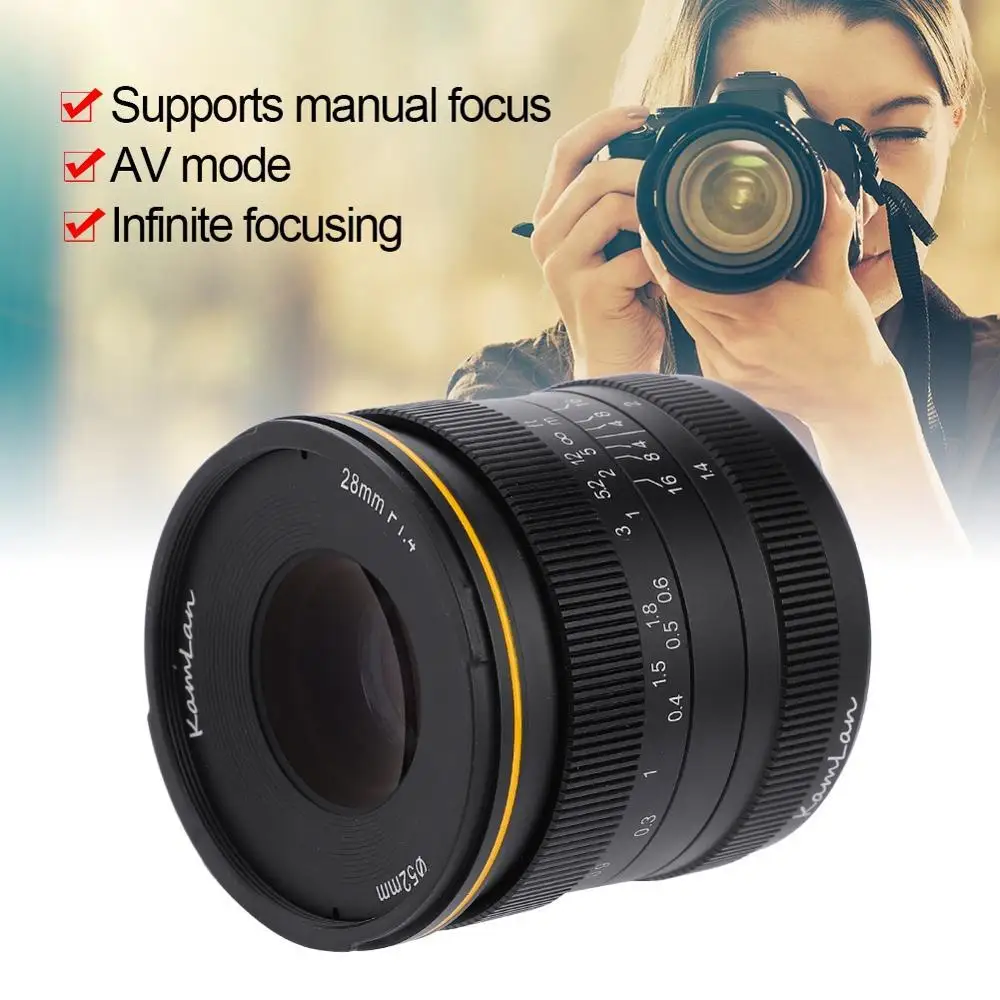 

Kamlan 28mm f1.4 Wide Angle APS-C Large Aperture Manual Focus Lens for Mirrorless Cameras