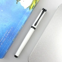 new white metal fountain pen extra fine 0 38mm nib black clip elegant excellent business office gift pen