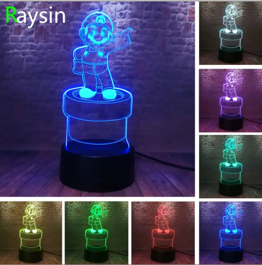 Style 10 11 вариантов 3D светодиодный Марио Моделирование Супер Марио Bros Yoshi лампа 7 цветов изменить ночные огни Мальчики Рождество фестиваль День рождения игрушки подарок - Испускаемый цвет: Style 10