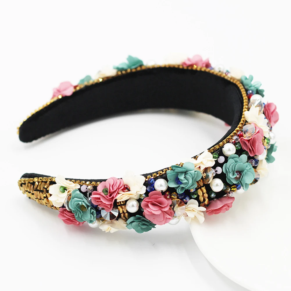 

Women Hair Accessories Elegant Cloth Styling Fashion Jewelry Rhinestone Headband Party Headwear Portable Wedding Retro Floral