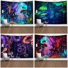 Настенный гобелен с грибом, психоделическим рисунком, в стиле бохо, хиппи, гобелен, ковер, Триппи, тканевый гобелен, для дома и общежития Декор