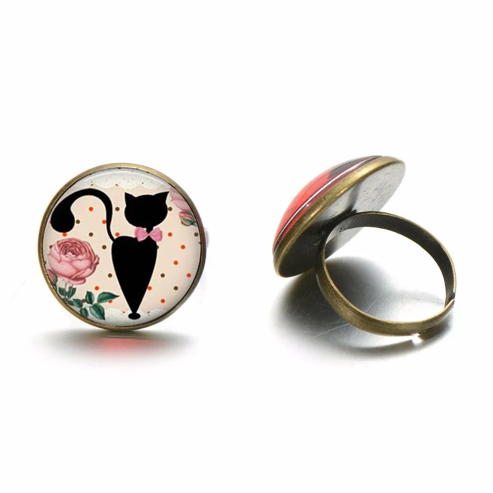 SONGDA милый котенок и зонтик Lover стекло Кольца с кабошоном для женщин обручальное