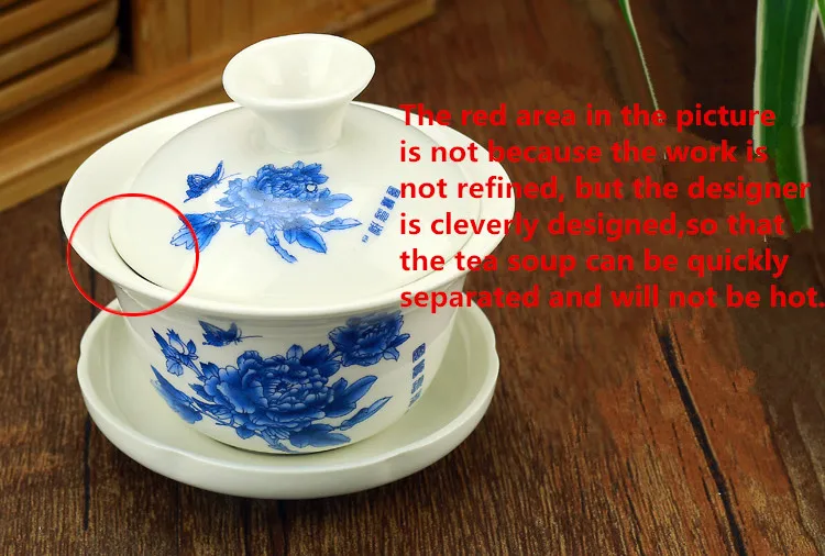 Китайский чайный сервиз Gaiwan голубой и белый фарфоровый китайский чайная чашка