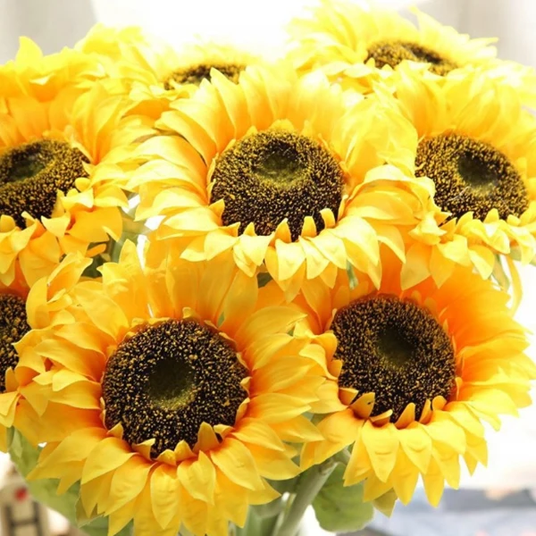 4 шт. искусственные Подсолнухи с большой головой длинные длинным стволом
