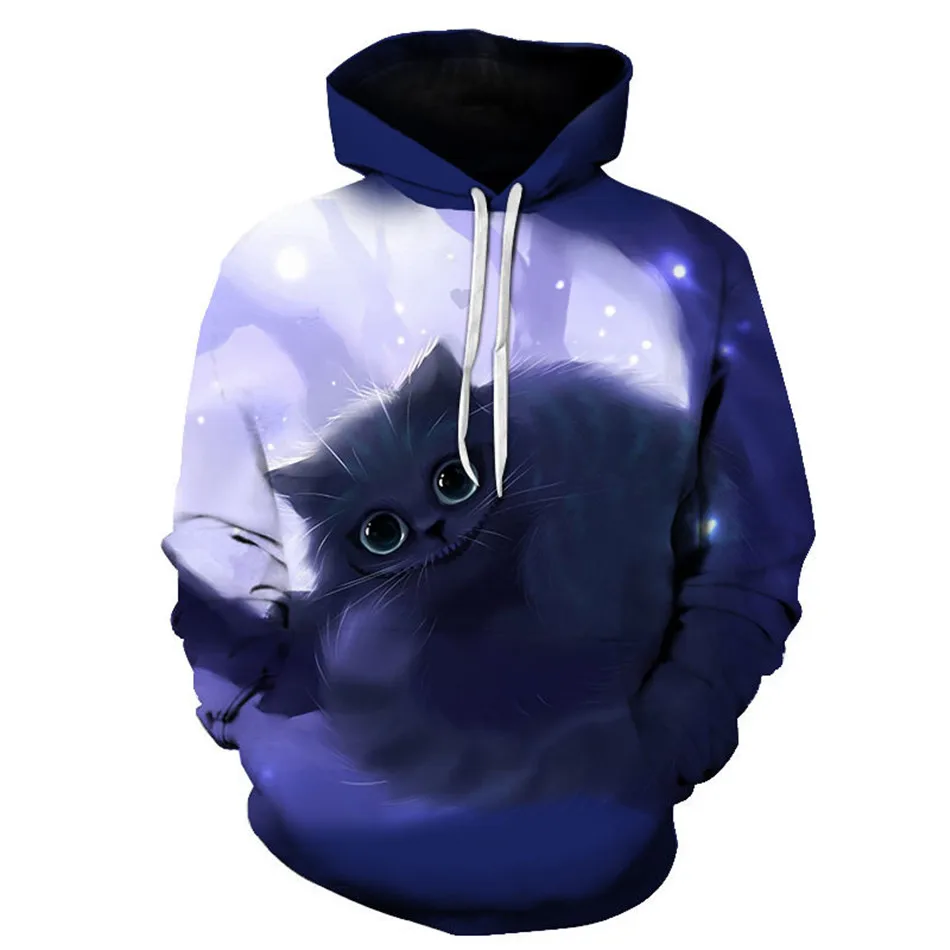 Various Styles Men'sWomen's Very Cute Cat 3D Printing Fashion Sportswear Hip Hop Casual Sweats Hoodies Anime Type Streetwear | Женская