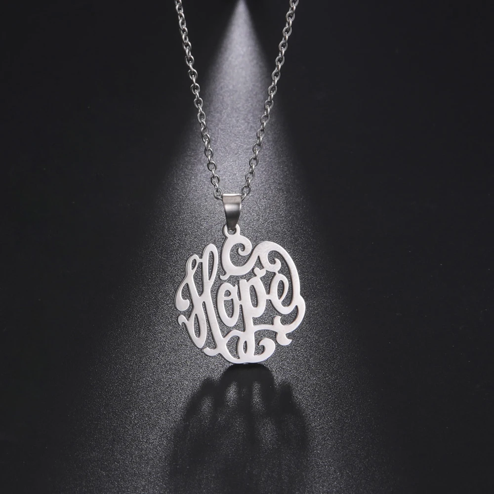 

My Shape Hope Pendant Necklaces for Women Stainless Steel Letter Necklace choker 2022 New Fashion Jewelry Chain bijoux femme