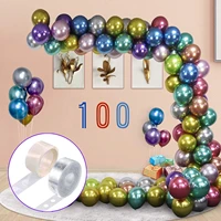 100pcs metallic balloons arch kit for party 10inch premium thick chrome latex metal multicolor balloon with arch accessories