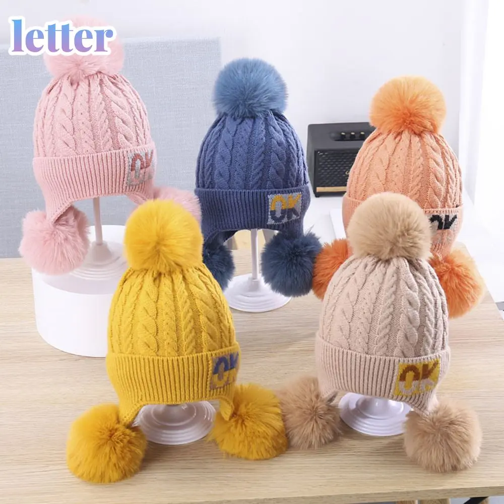 

6 Months-3 Years Winter Boys Girls Hat Kids Children Ear Flap Muff Warm Knitted Ear Protection Warm Comfortable Outdoor Cap