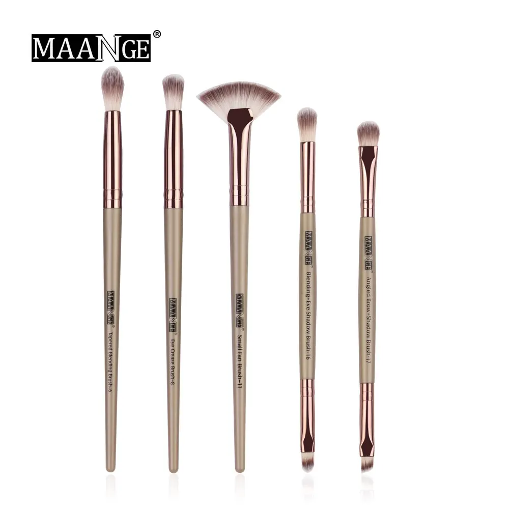 5PCS Brown MAANGE Новые кисти для макияжа 3-12 шт профессиональное смешивание кисточка для век для макияжа Набор косметический - Handle Color: 5PCS Brown