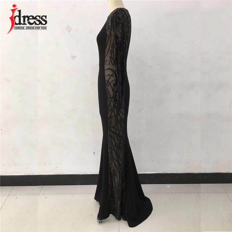 Женское вечернее платье IDress черное облегающее с длинным рукавом Сетчатое