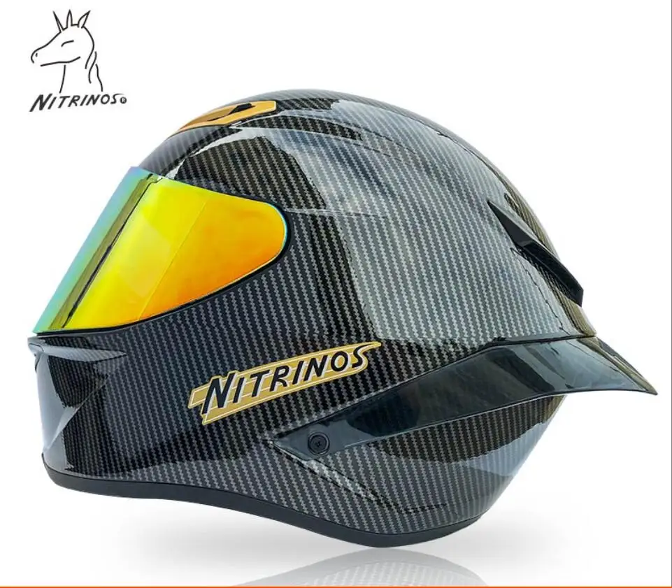 Мотоциклетный шлем на все лицо для езды мотоцикле и велосипеде из черного